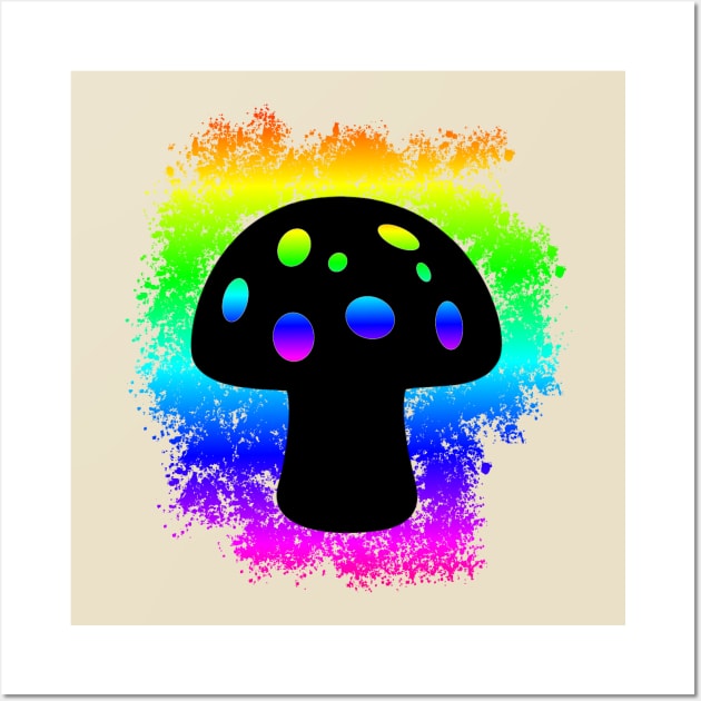 mushroom with colorful rainbow colors Wall Art by SpassmitShirts